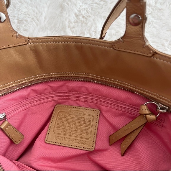 COACH Gallery Leather Tote Shoulder Bag + Wallet Camel Brown - Picture 8 of 16